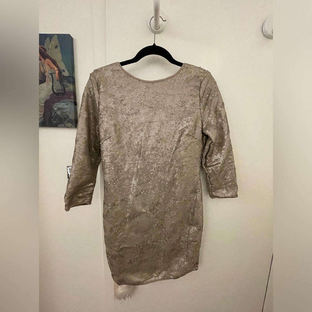 Gold sequin mini dress